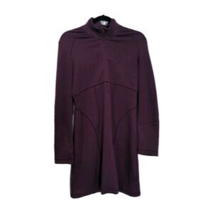Athleta Womens Mock Neck 1/4 Zip LS Dress Size S Purple Athleisure Modal Stretch